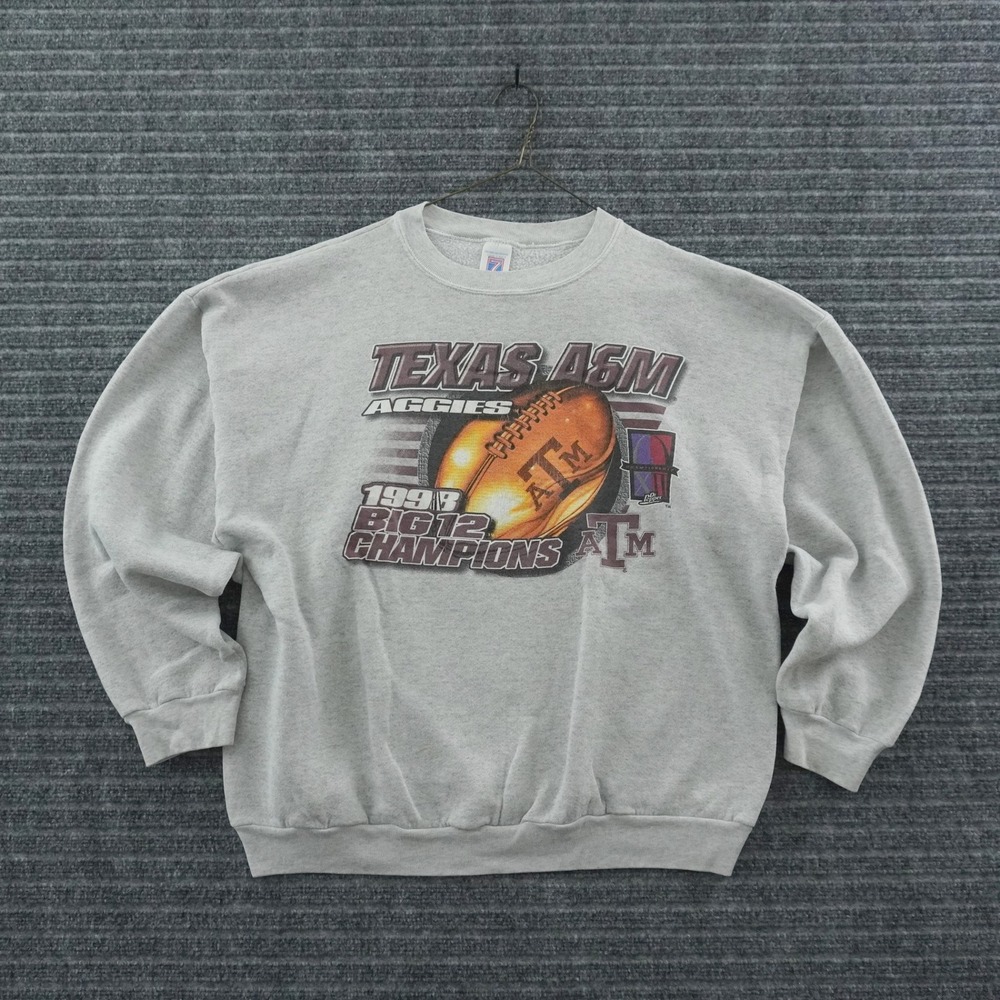 Vintage 90s Logo 7 Texas A&M Aggies Sweatshirt Men XL Gray 1998 Big 12 Champions